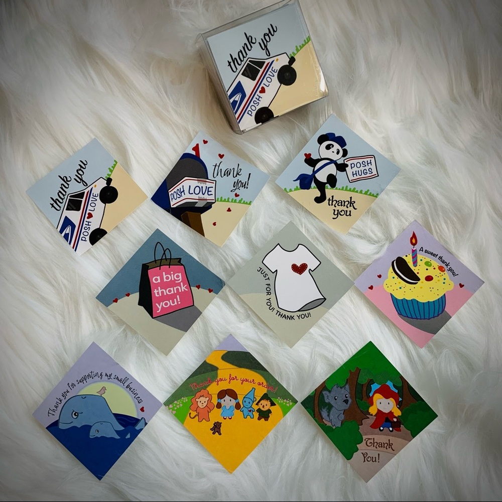 Thank You Sticker Set, 9 Hand Drawn Designs
